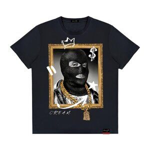 Masked Portrait Black Graphic T-Shirt